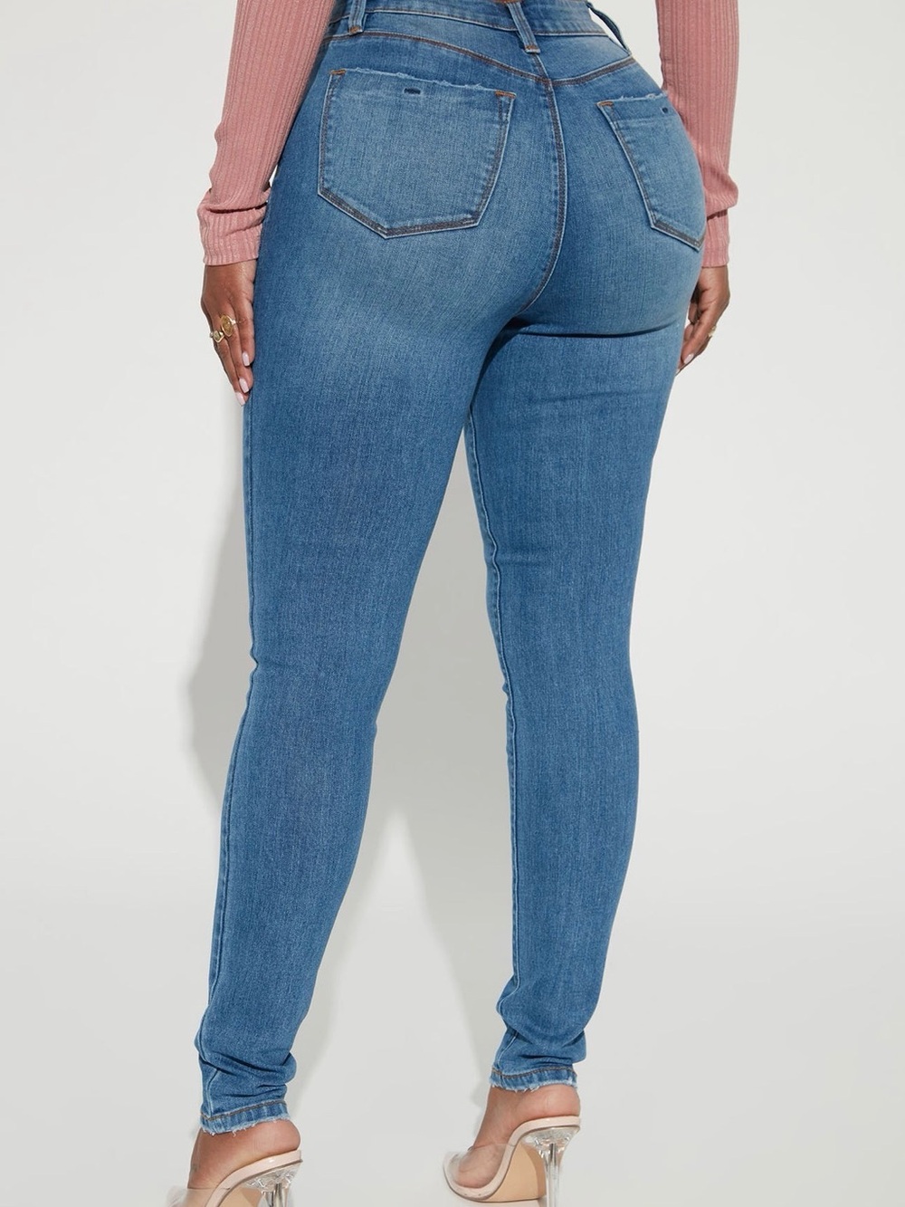 NWT Fashion Nova High Rise Medium Wash Skinny Jeans Size 9 - Picture 3 of 4